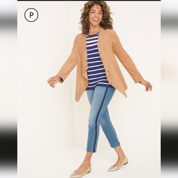 Chico's Slimming Petite Rope-Trim Girlfriend Crops - Picture 1 of 4